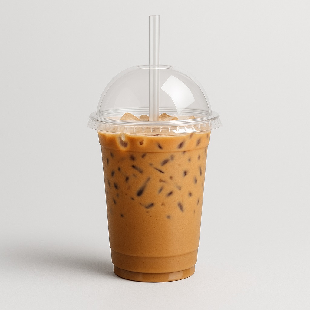 ฉลากตัวอย่างติดบนแก้วกาแฟ — ภาพจำลอง